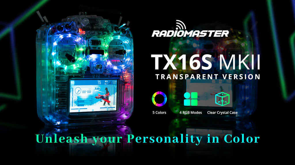 RadioMaster TX16S MKII EdgeTX Radio Transmitter w/ V4.0 Hall Gimbals - MCK RGB Transparent Edition - ELRS